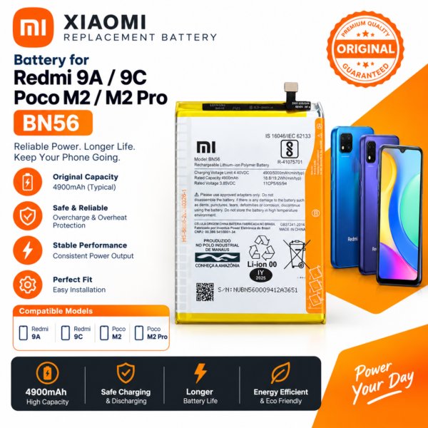 BN56 Battery for Redmi 9A Redmi 9c Poco M2 Poco M2 pro ORG Quality